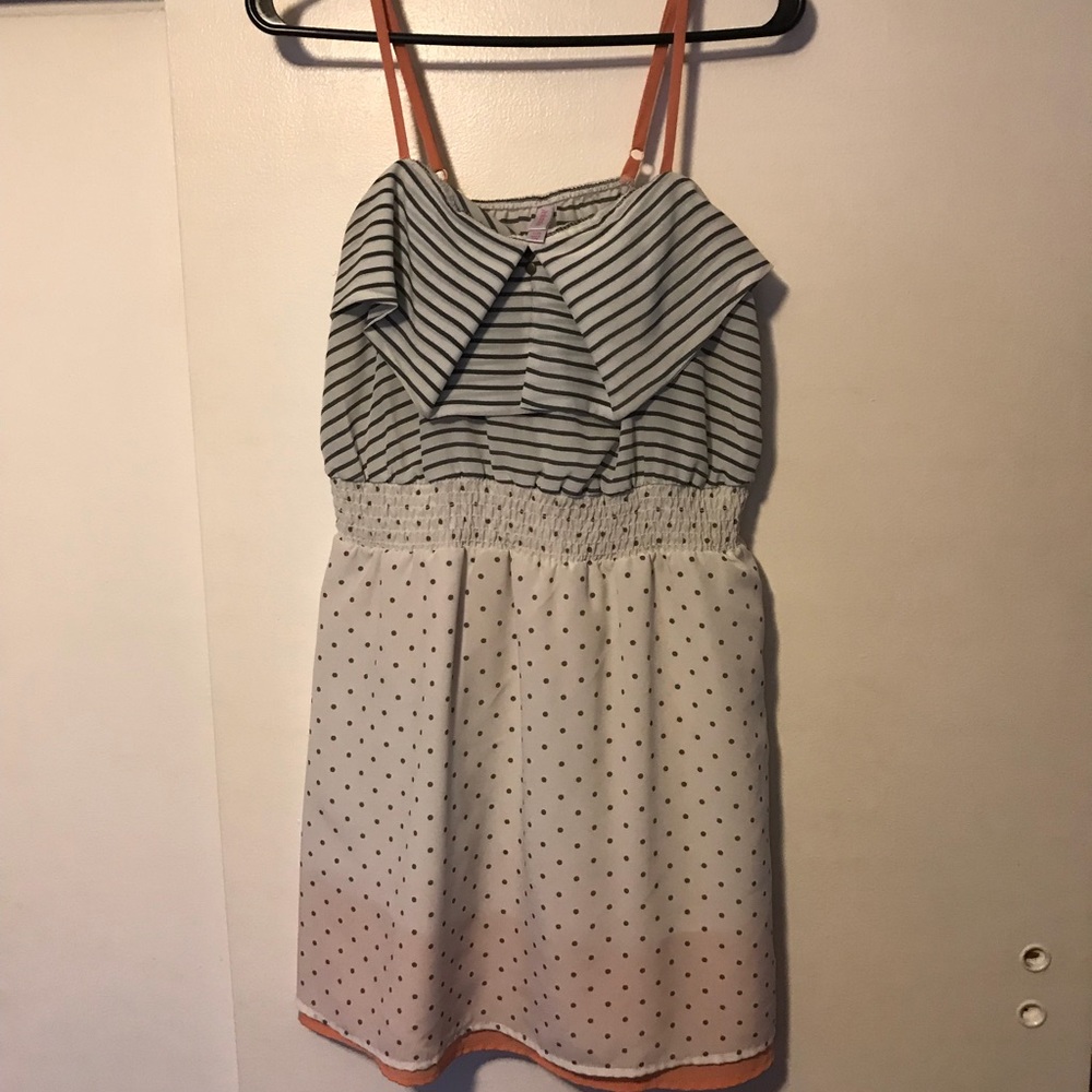 White orange black stripe dress