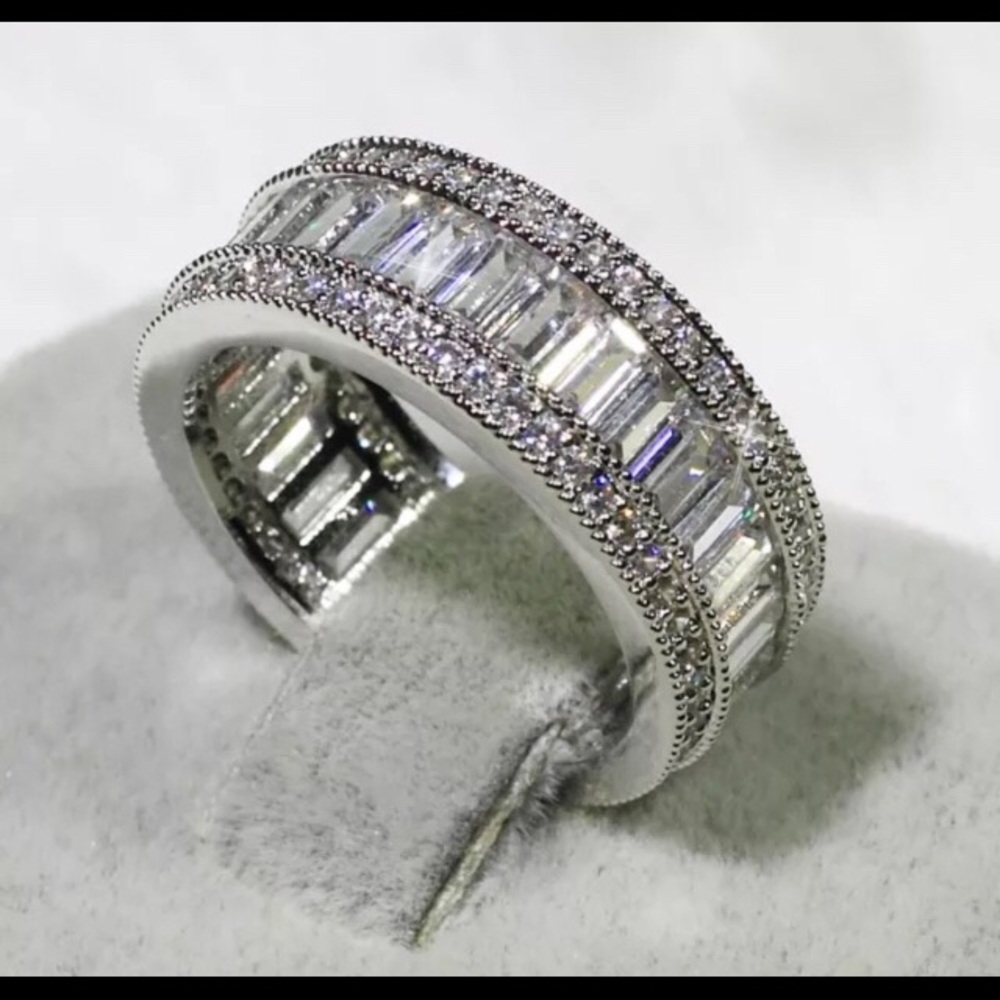 White Gold filled CZ Baguette Eternity Band