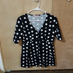 Hello Miz polka dotted peplum maternity top