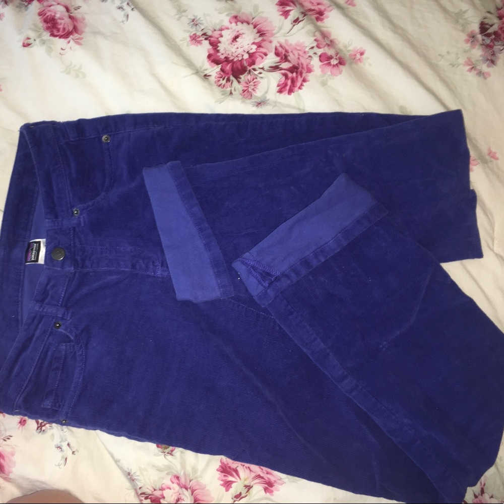Blue corduroy Patagonia straight pants.