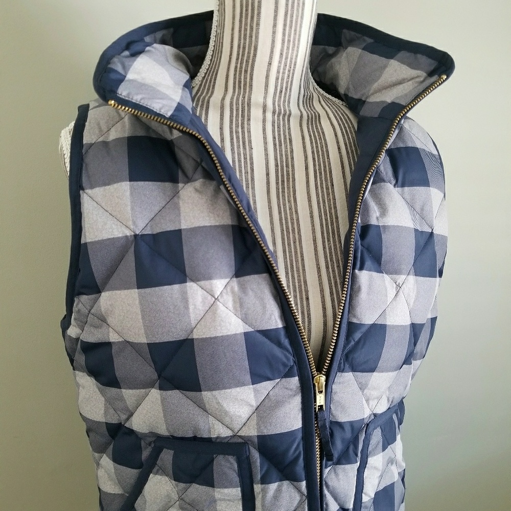 J.CREW Factory plaid puffer vest