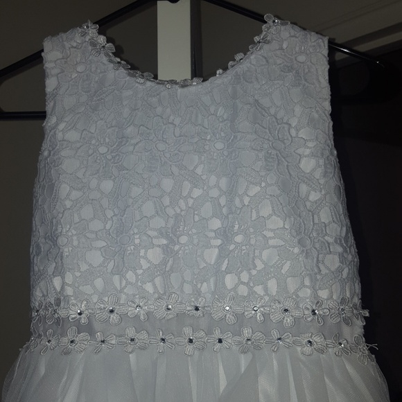Flower Girl/ 1st Communion Dress- WHITE Size 12 - Picture 2 of 5