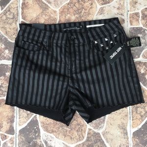Black and Gray Striped Shorts