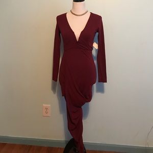 Asymmetrical burgundy dress