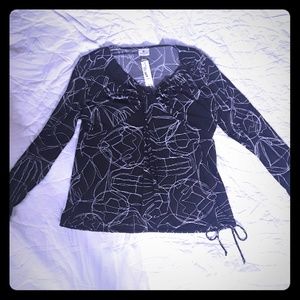 Black and white long sleeve blouse