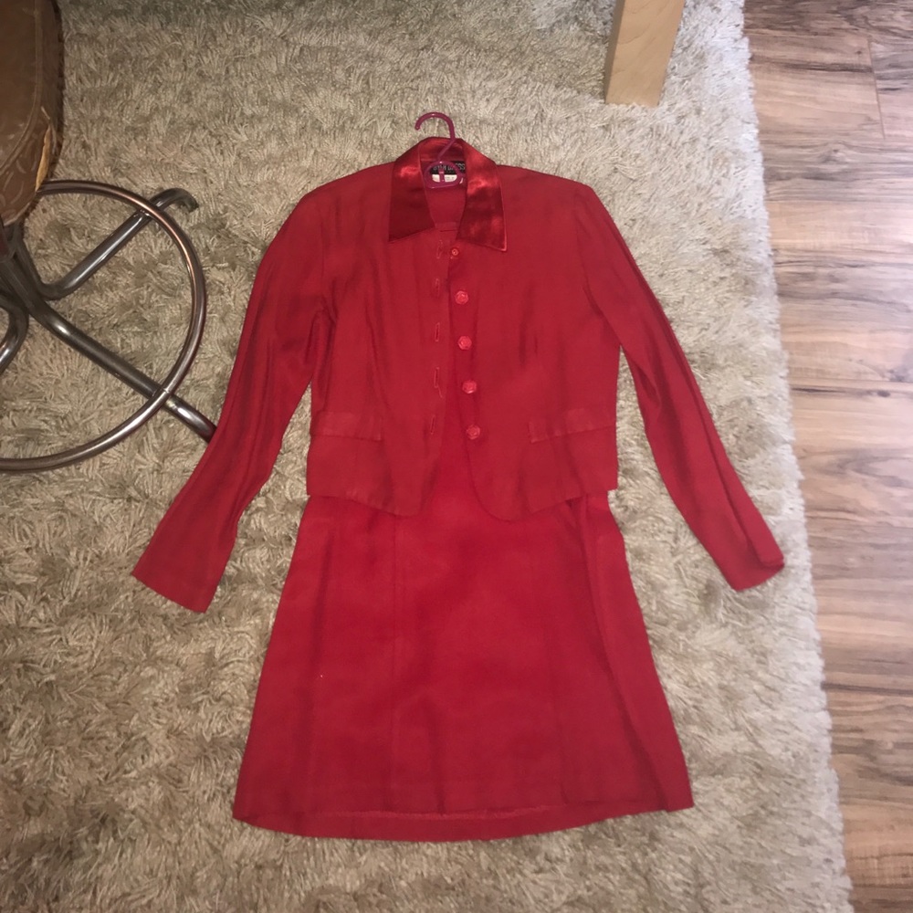 Vintage red mini dress and jacket