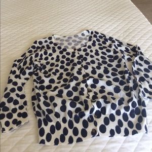 Blue and white polka dotted cotton cardigan