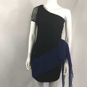 BCBGeneration Black/Blue Asymmetrical Dress