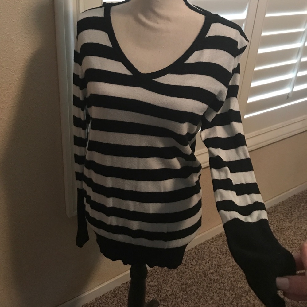 Black and white striped long sleeve shirt