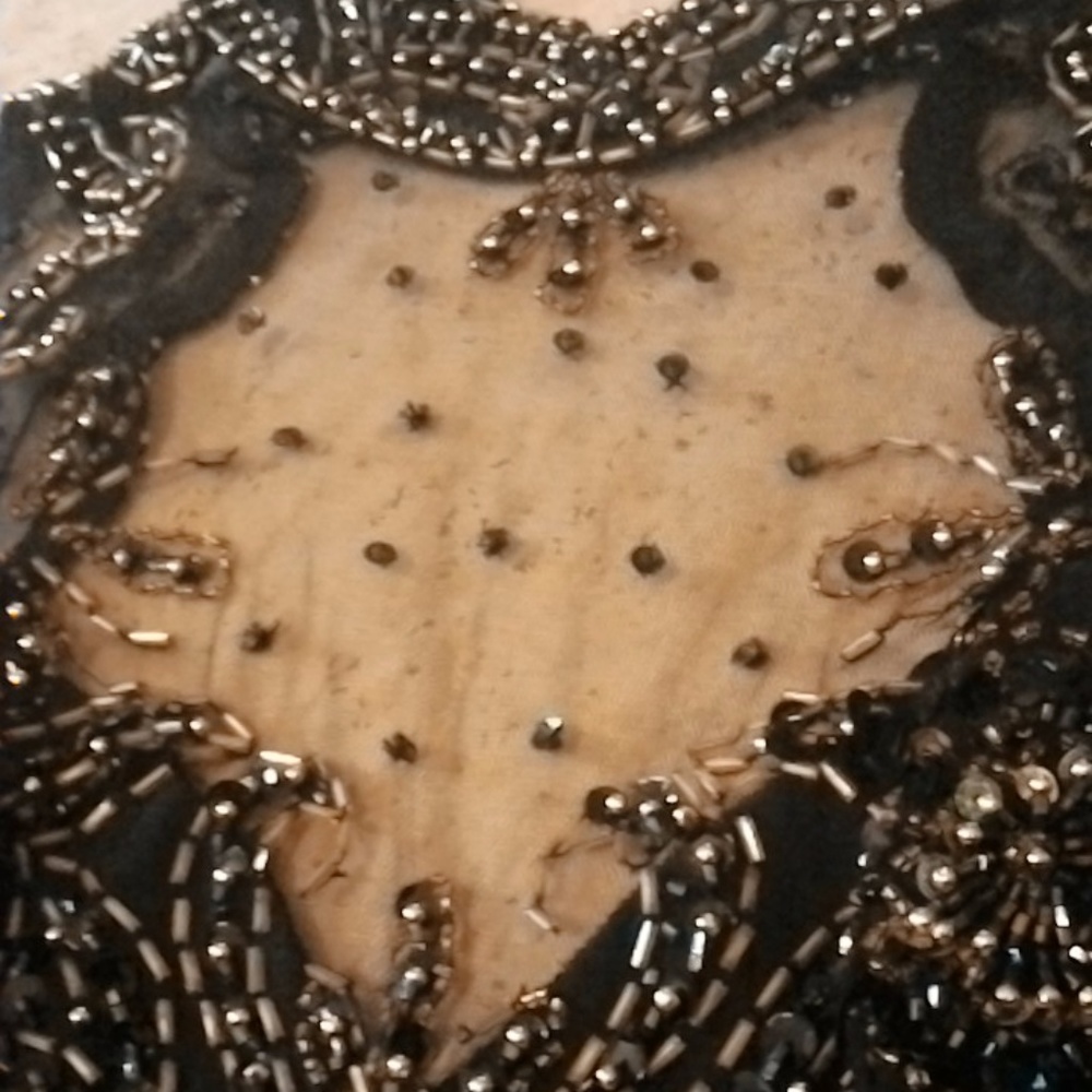 Designer "Nadine" Full Length Beaded Elegance Sexy Black Dress