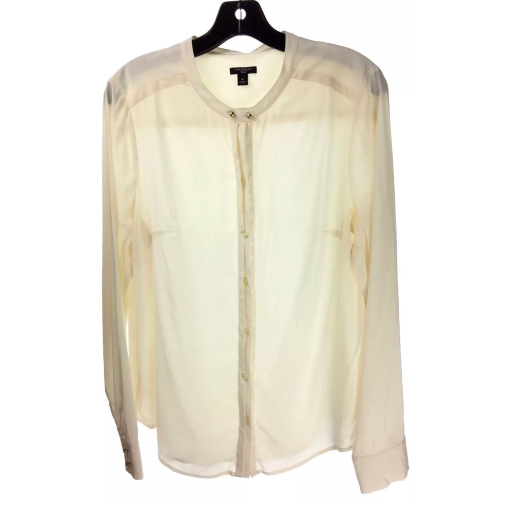 Ann Taylor ivory silk long sleeve top