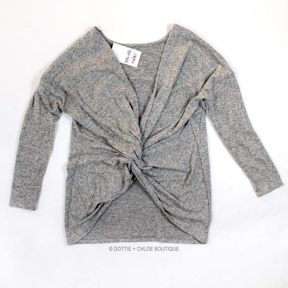 1 Left!! Twisted Open Back Brushed Hacci Sweater - Picture 4 of 7