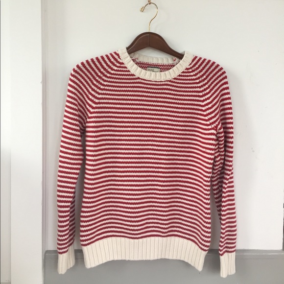 Bass Sweaters - 🔴EUC- Red & Ivory striped pullover sweater