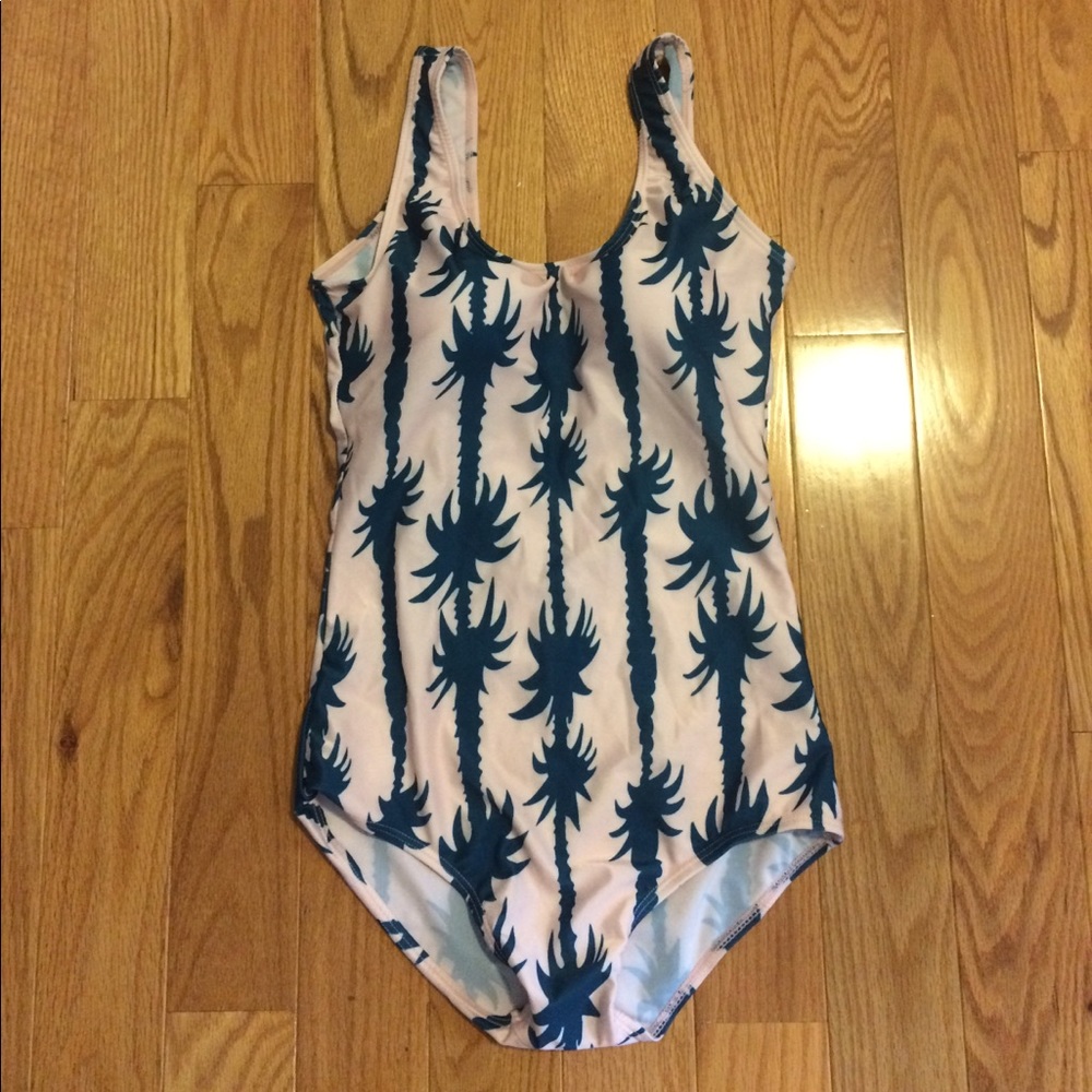 Teal and Pink Palm Tree One-piece