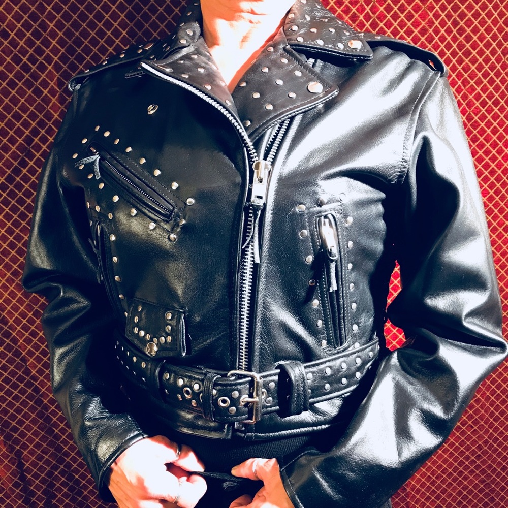 Eagle Studded Leather Biker Jacket