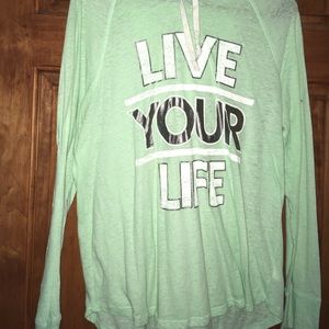Live your life, light green, light hoodie