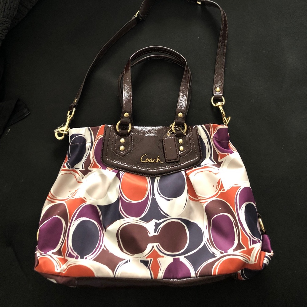 AUTH Coach 20016 Ashley Scarf Print Multicolor Bag