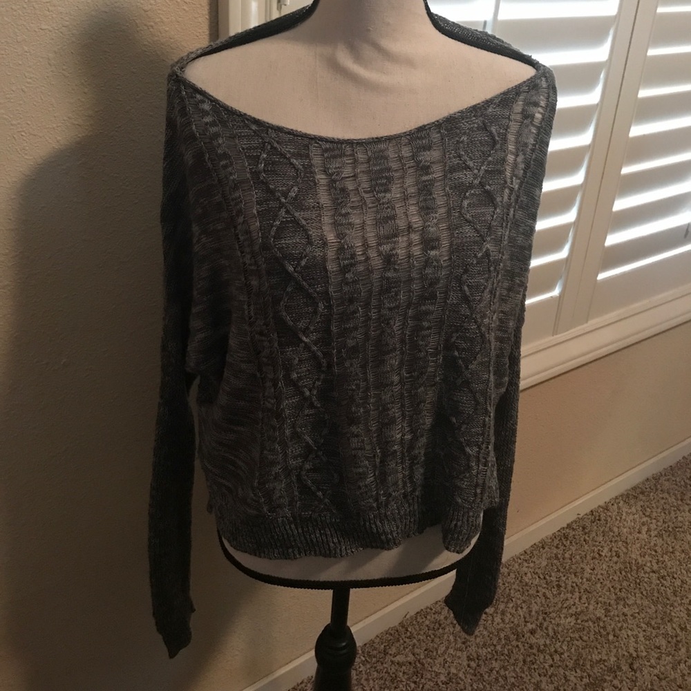 Grey Hollister crop sweater