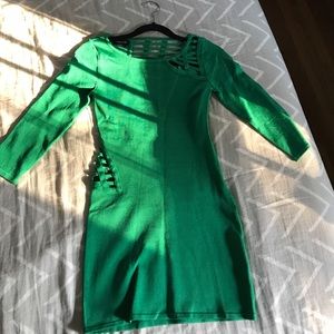 Bebe Bodycon Cut-out Dress (in green)