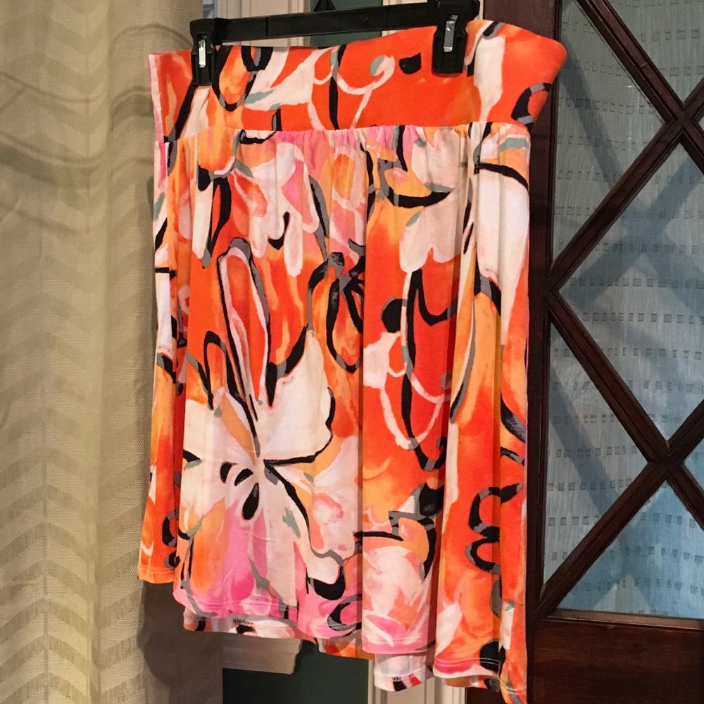 Pink and peach summer skirt lane Bryant 14/16 L22"