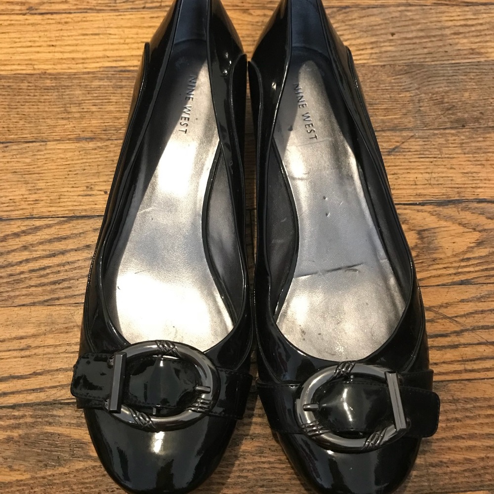 Nine West Black Flats with Buckle