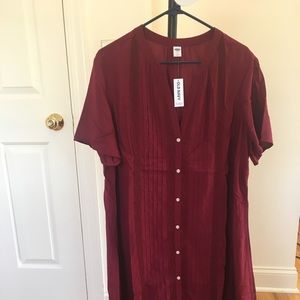 Old Navy red pintuck button-front dress - NWT