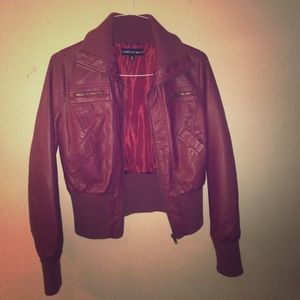Red faux leather jacket!
