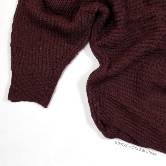 Chunky Knit Oversized Cold Shoulder Sweater - Picture 5 of 6