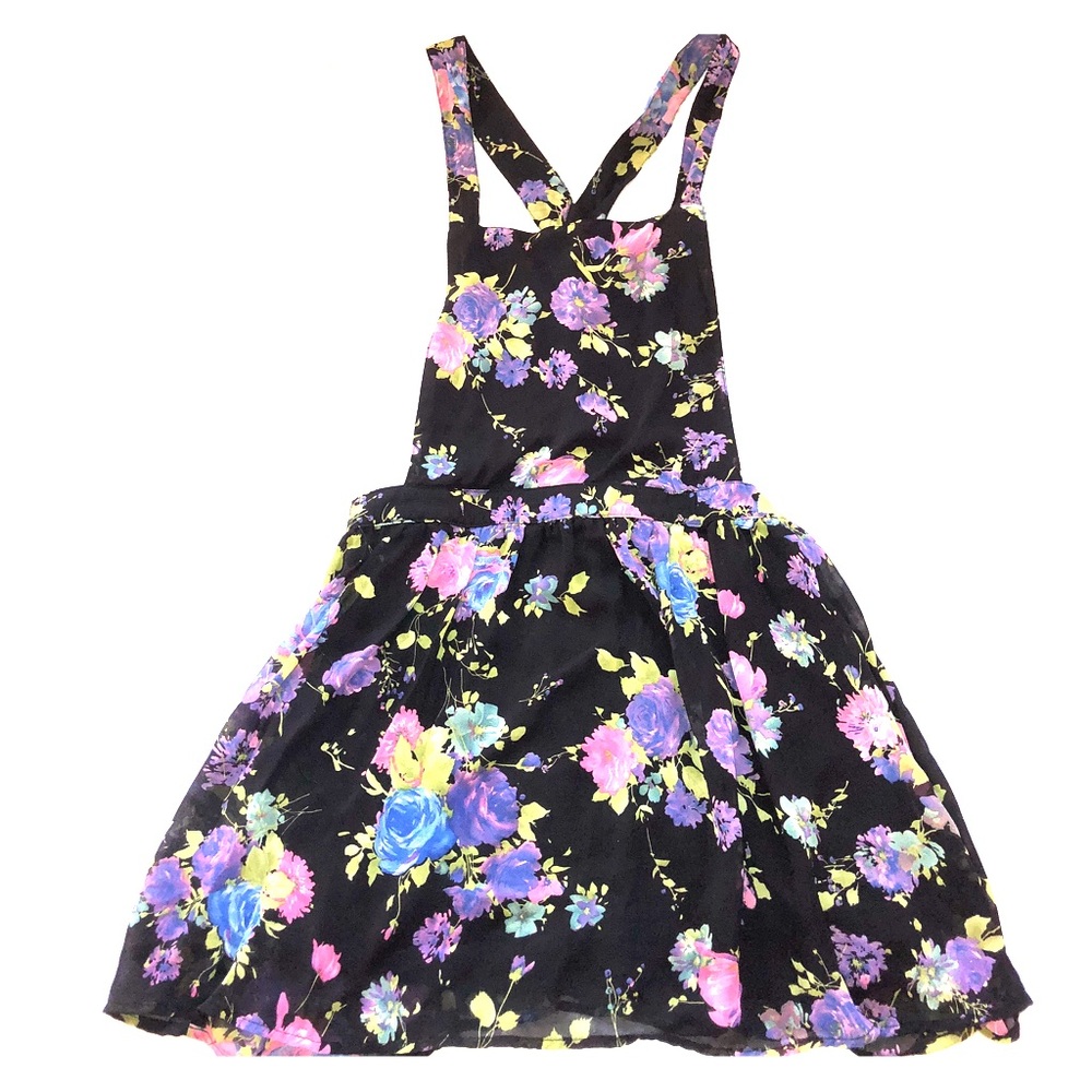 Black floral overall dress