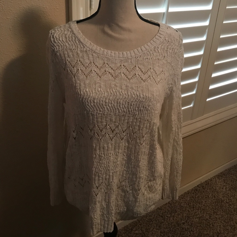 White sweater with see through design