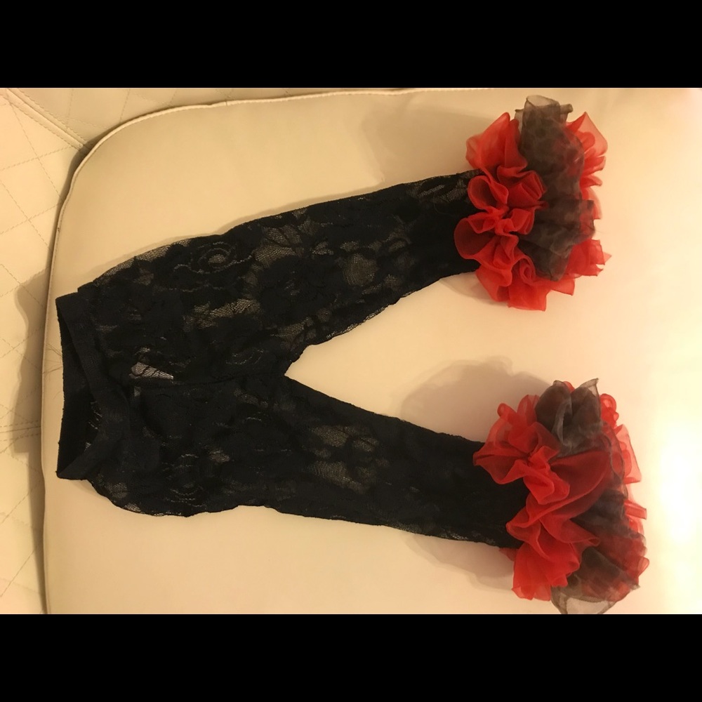 Black sheer ruffle leggings