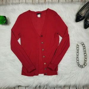 Red J.Crew Cardigan