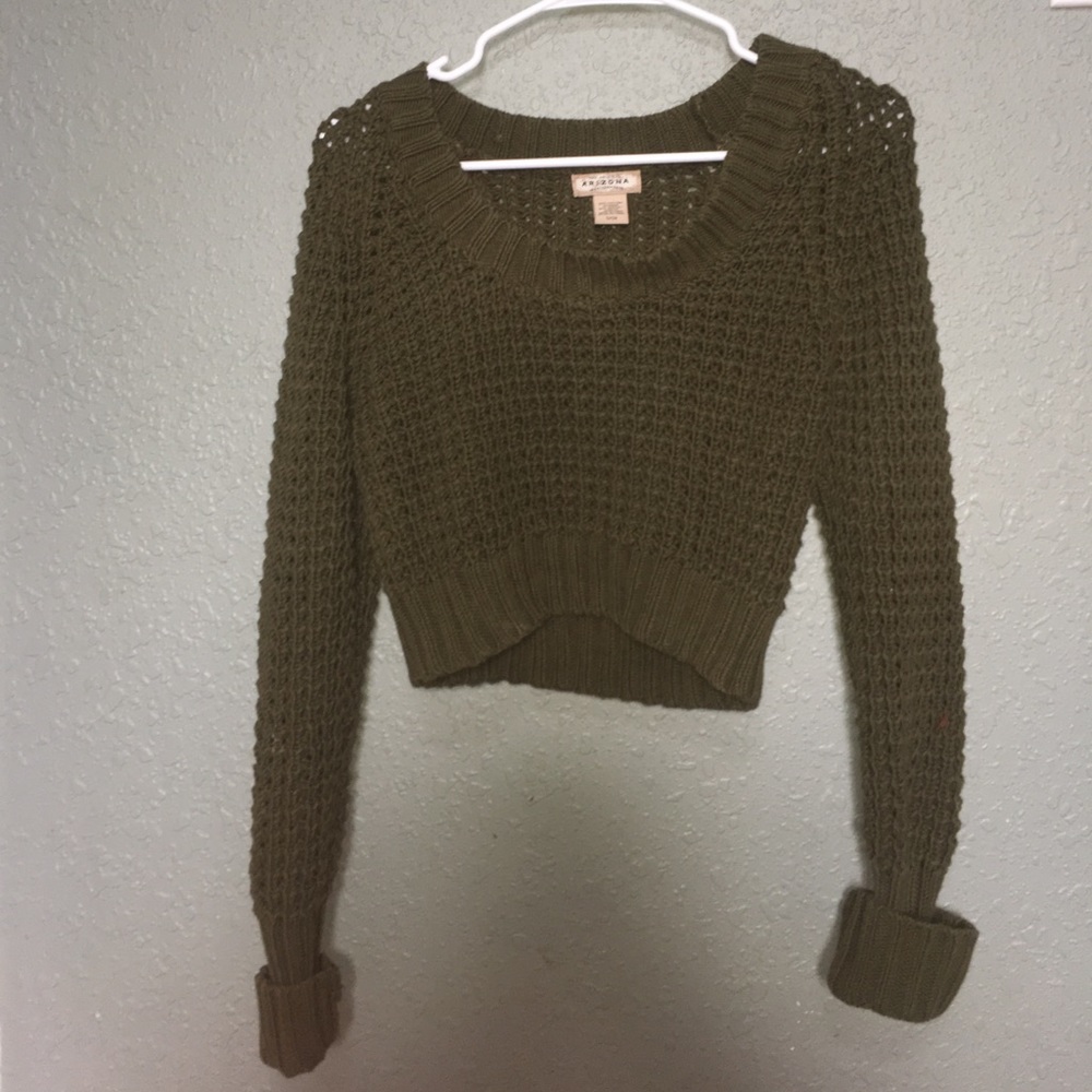 Green crop sweater