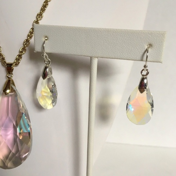 Rainbow Crystal Necklace and Earrings - Picture 3 of 4