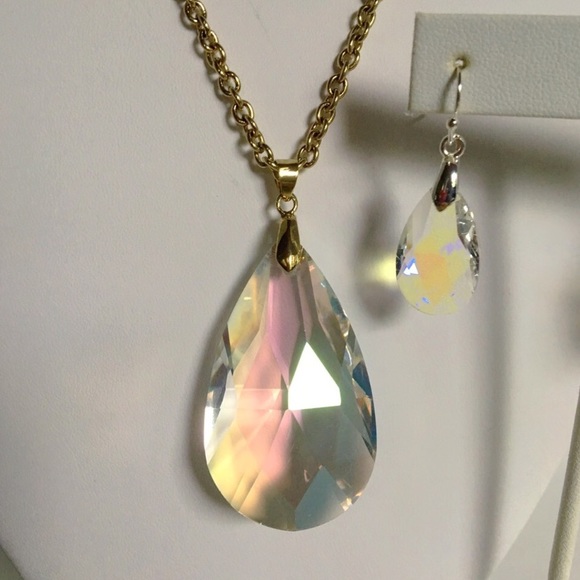 Rainbow Crystal Necklace and Earrings - Picture 4 of 4