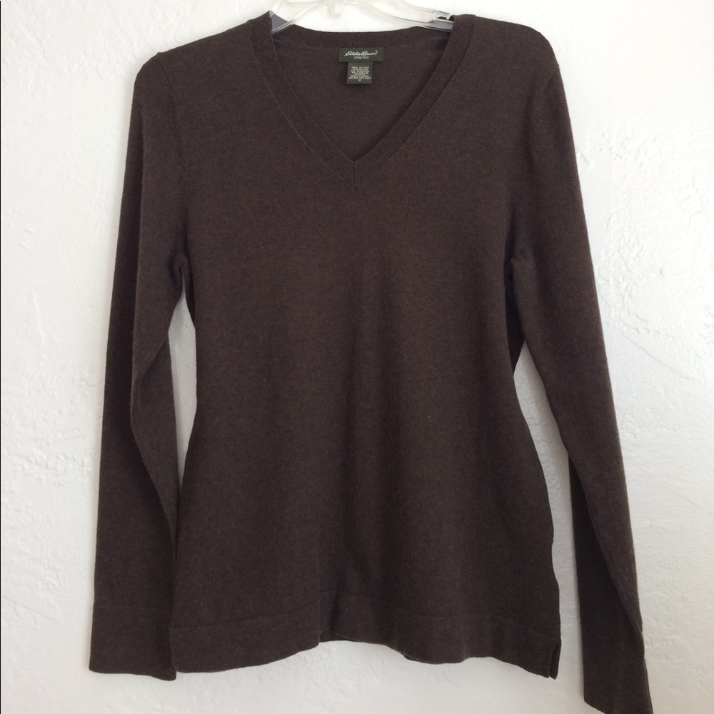 Eddie Bauer cotton nylon cashmere V neck sweater