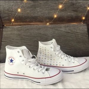 detailed white high top converse