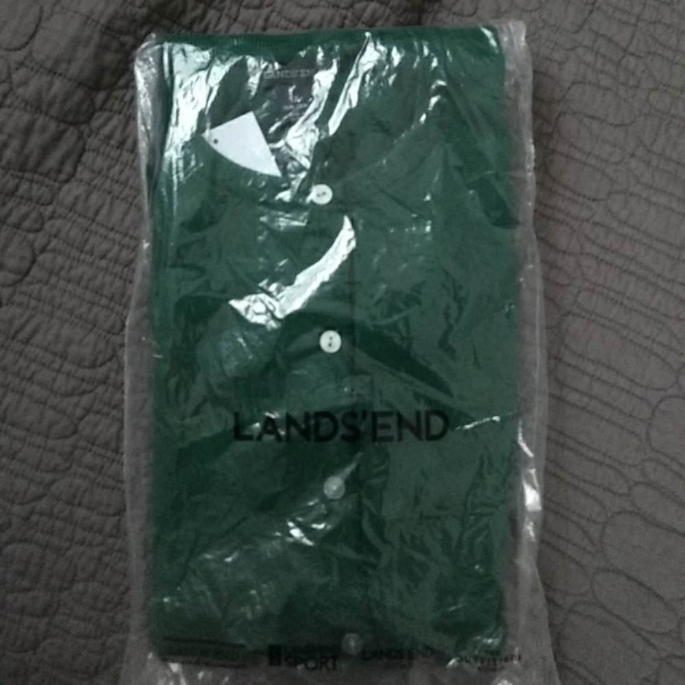 Lands End crew neck cotton cardigan