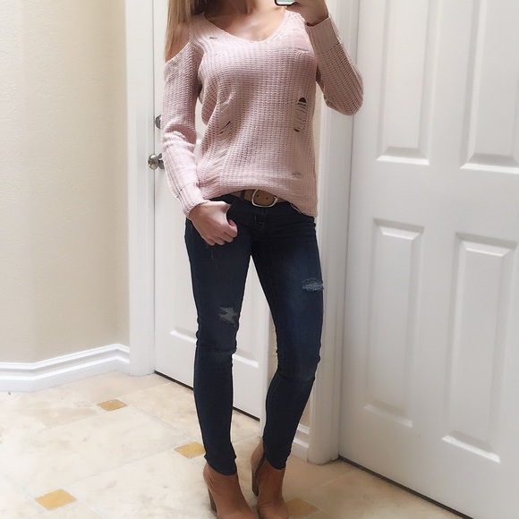 Destructed Cold Shoulder Sweater - Medium - Picture 1 of 8