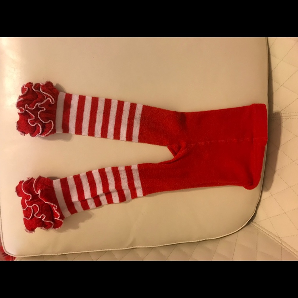 Red and white leggings