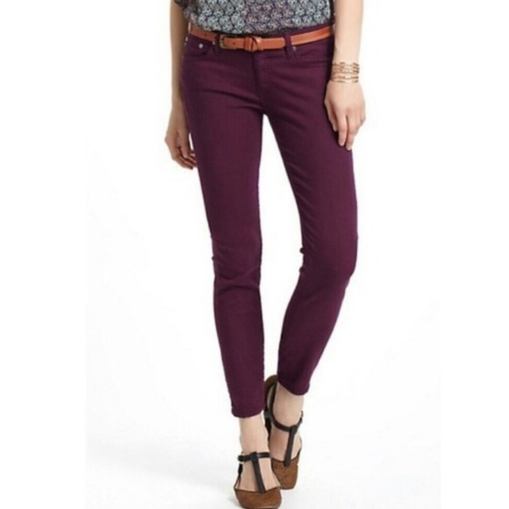 AG maroon the Stevie Ankle slim straight jean