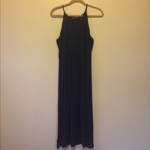 LOFT navy high neck midi dress