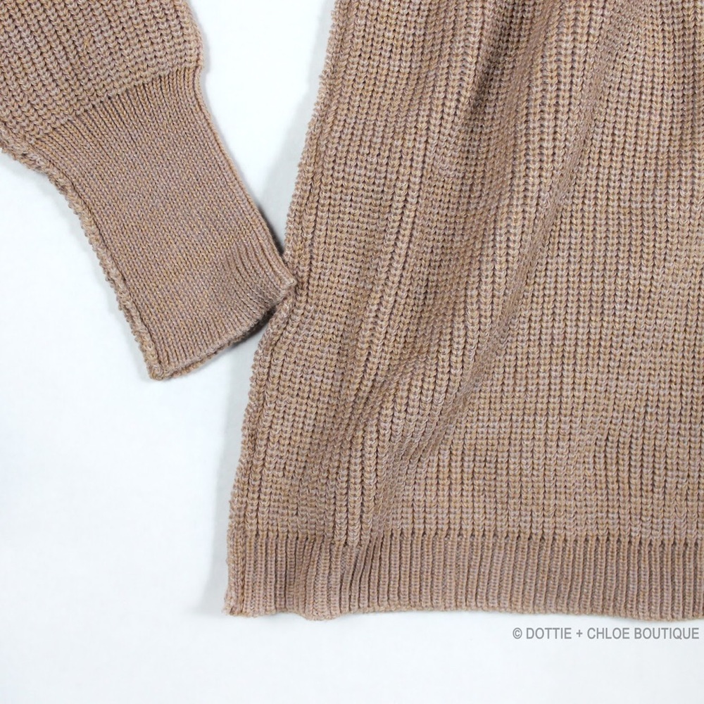 Thick Off the Shoulder Knit Long Sleeve Sweater - Picture 5 of 8