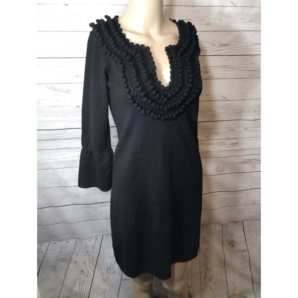 XS BCBG Pom Pom Knit Sweater Dress Belle Sleeve
