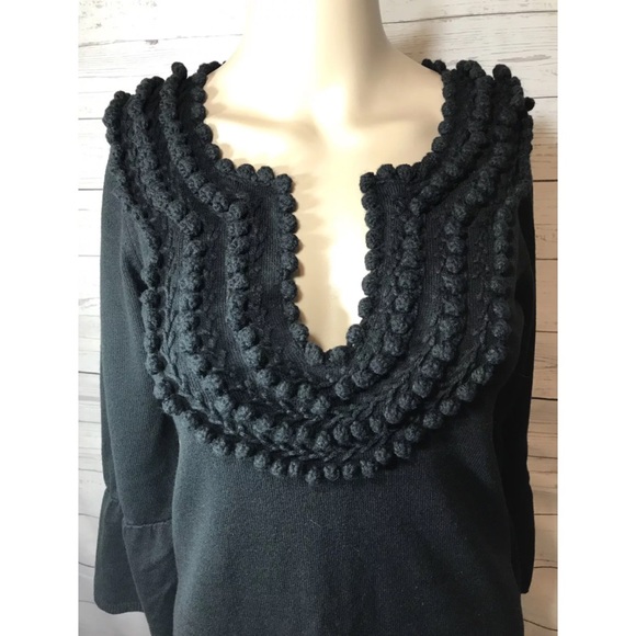 XS BCBG Pom Pom Knit Sweater Dress Belle Sleeve - Picture 6 of 8