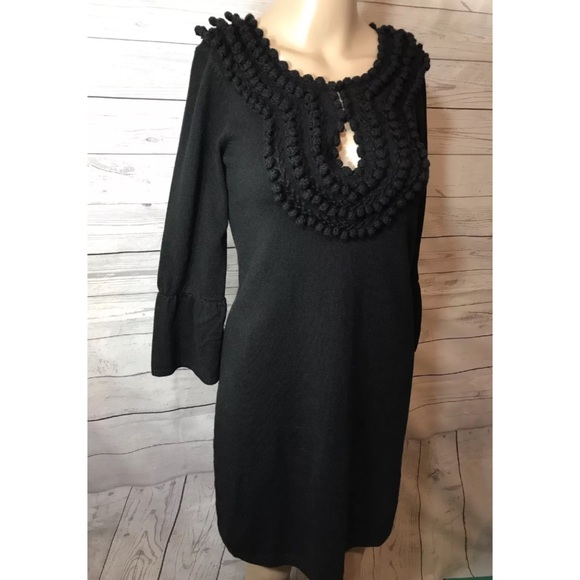 XS BCBG Pom Pom Knit Sweater Dress Belle Sleeve - Picture 2 of 8