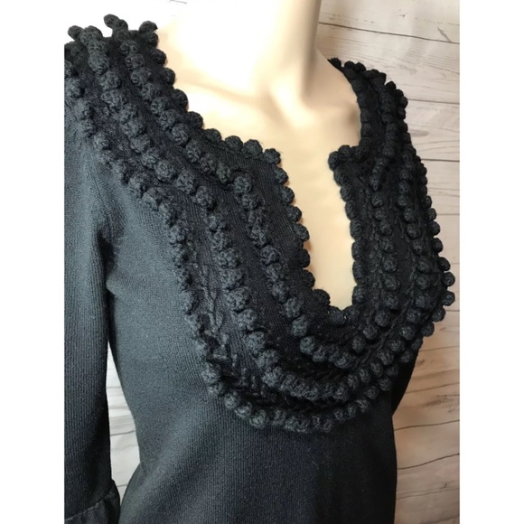 XS BCBG Pom Pom Knit Sweater Dress Belle Sleeve - Picture 5 of 8