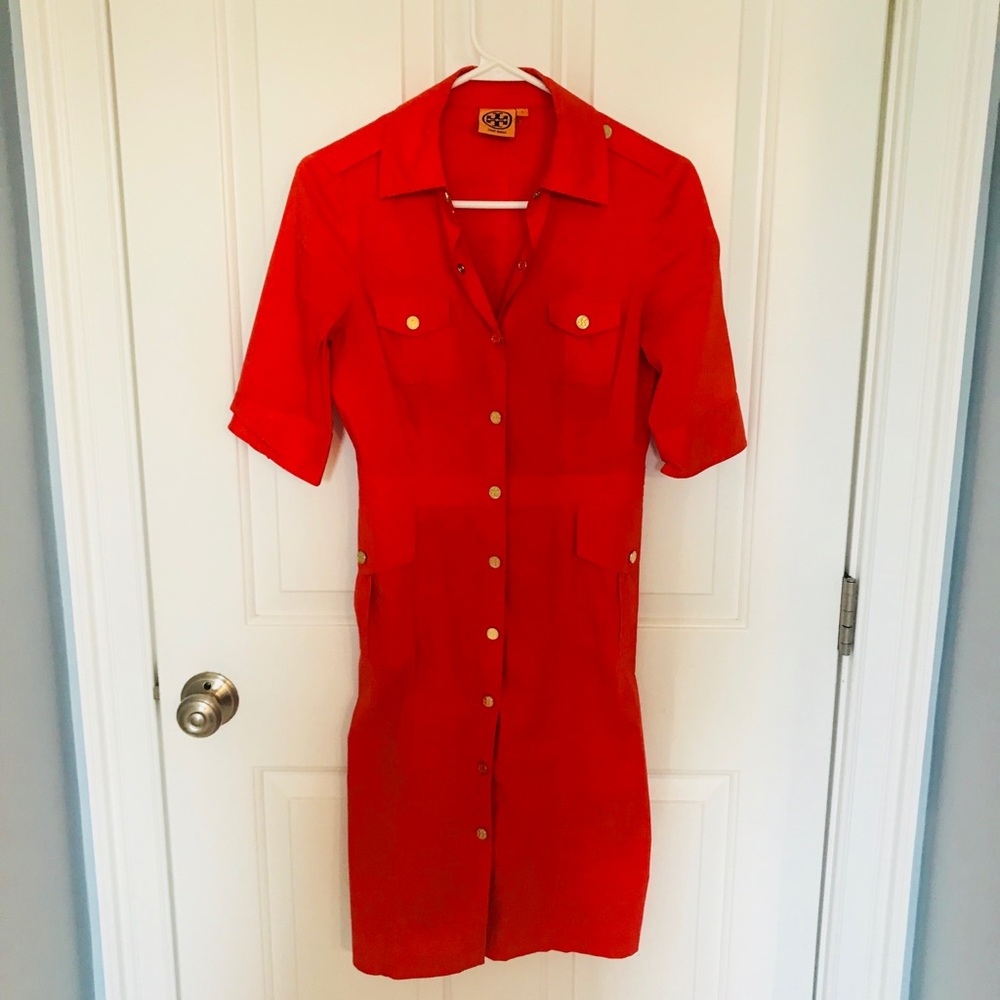 Tory Burch orange cotton shirt dress