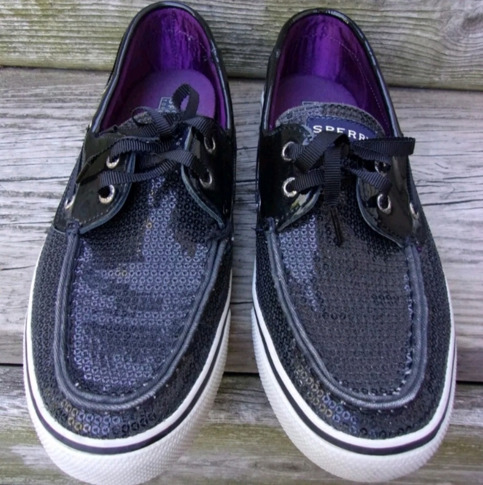 Sperry black sequin shoes