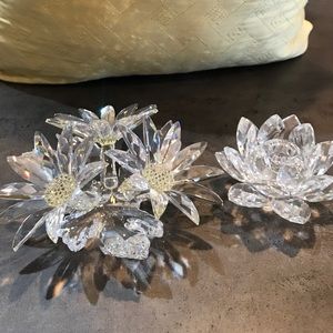 Swarovski crystal. Flower decor and candle holder